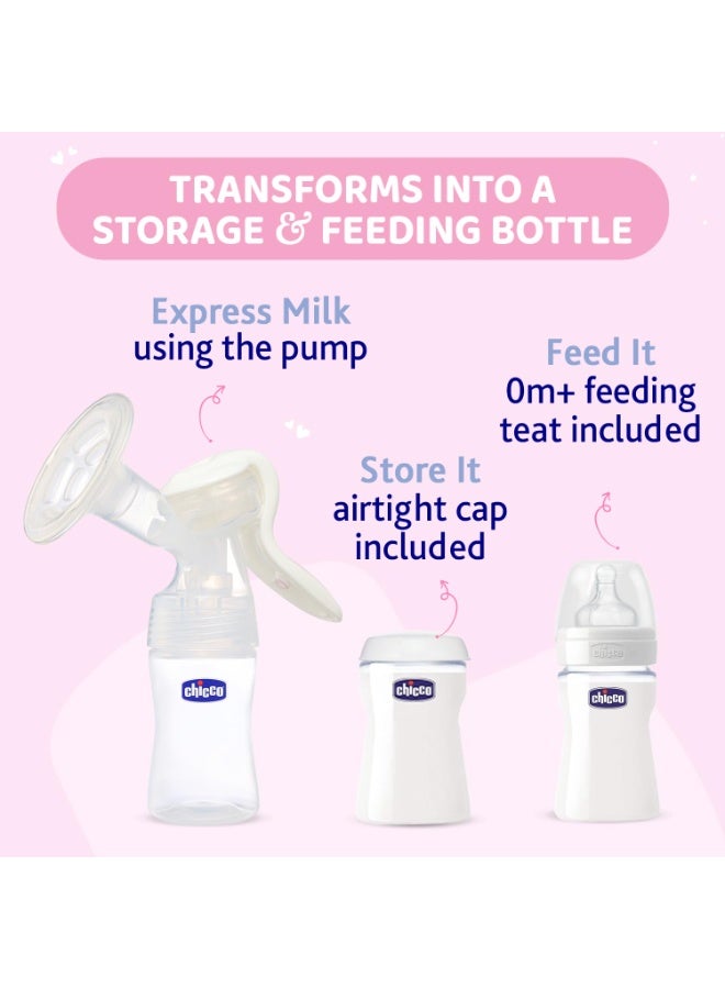 Chicco Manual Breast Pump Wellbeing for Breastfeeding Mothers| With 2 Phase Technology| Comes with Teat & Storage Cap| Extra Soft Silicone Cup| Easy Grip Handle| Diaphargm Technology| BPA Free - Image 4